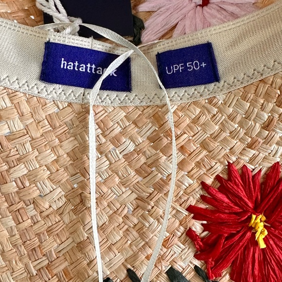 Charlotte Sunhat Colorful Embroidered Floral 100% Raffia Wide Brim with… - Picture 7 of 11